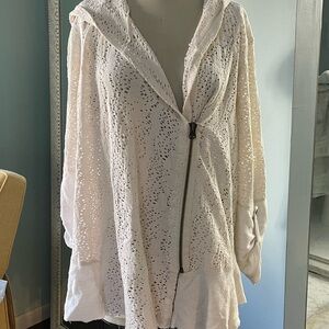 Free People Cream Lace Knit Top Cardigan